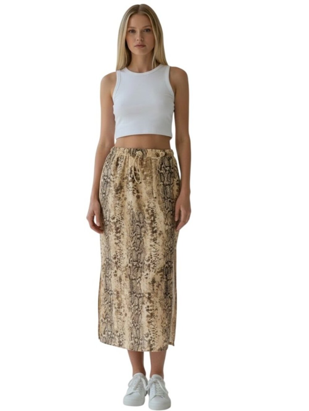 ASOS DESIGN cargo midi skirt in beige snake print-Neutral, Sz. 6